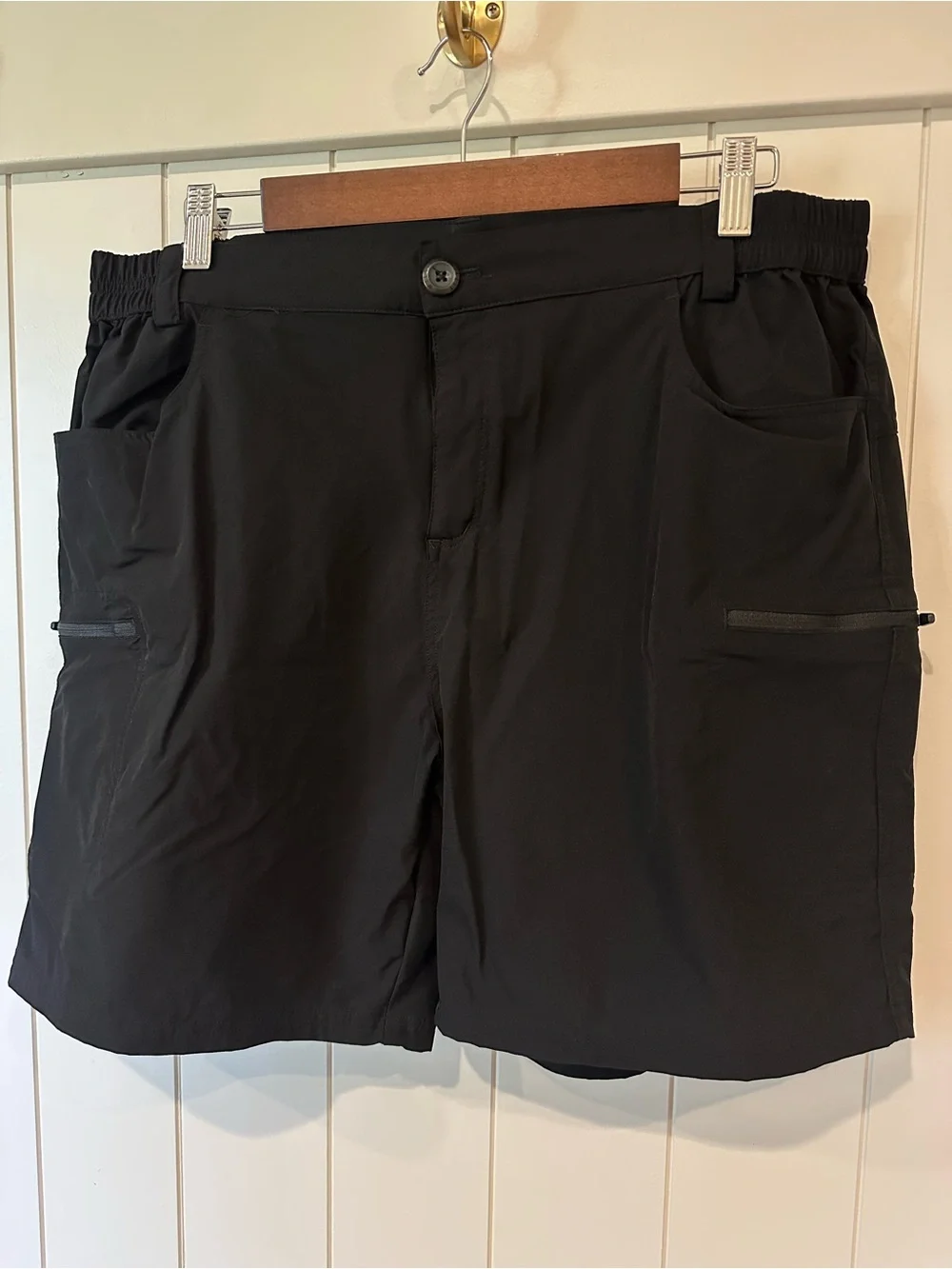 Willit Black Outdoor Shorts Men’s XL Quick‑Dry Elastic Waist Zipper Pockets